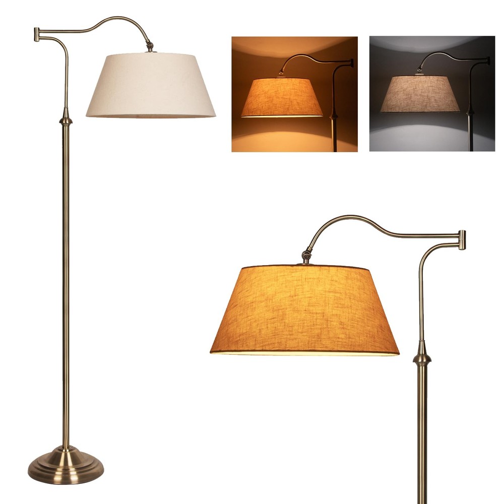 Swing Arm Floor Lamp, Brass Floor Lamps for Living Room with 180° Adjustable ...