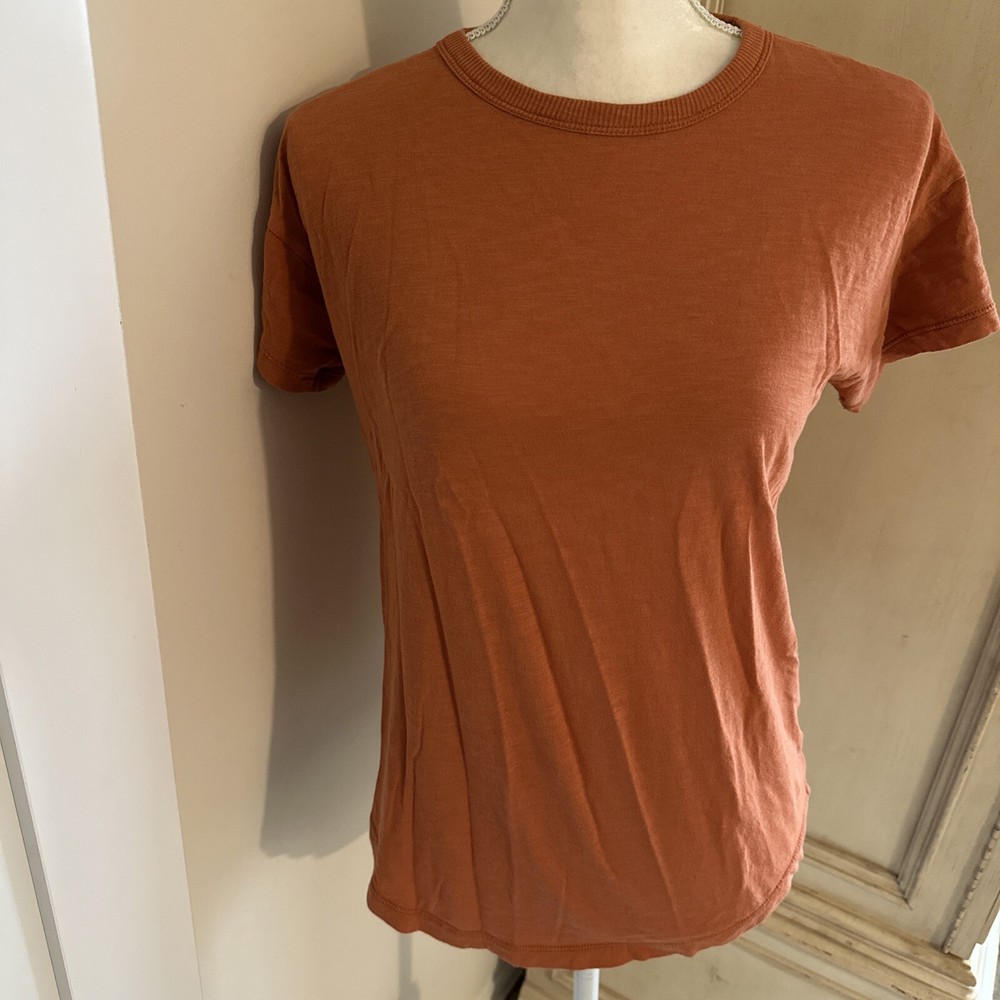 Madewell Orange Crewneck T-shirt Cotton Casual Size Small