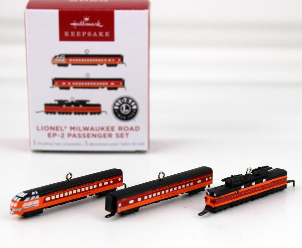 Hallmark Lionel Milwaukee Road EP-2 Passenger Set Of 3 Miniature Ornaments 2023