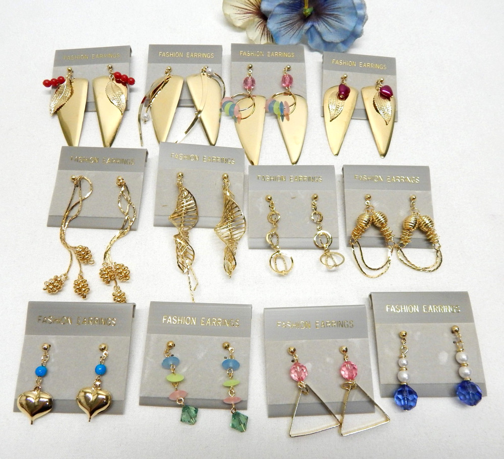 Earring Lot For Pierced Ears, New Old Stock With Original Packaging
