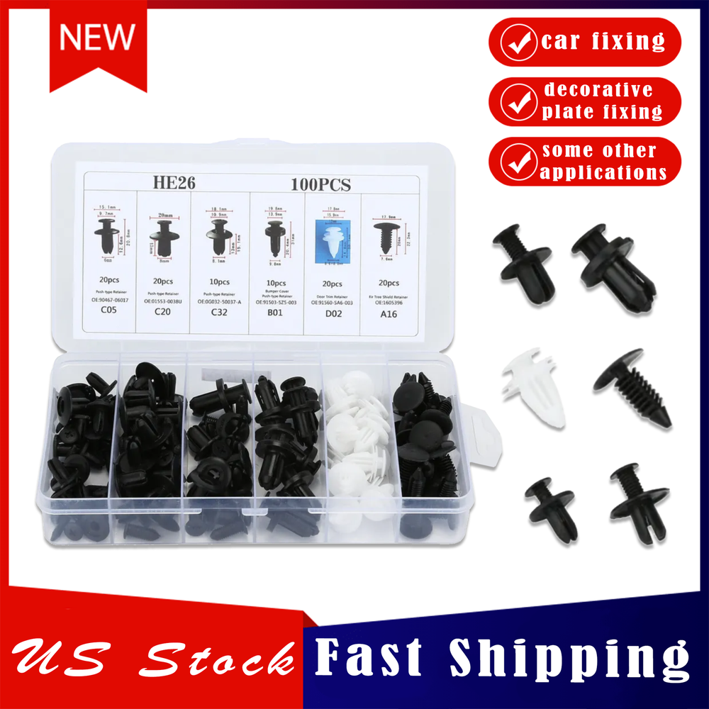 For Ford Car Push Pin Rivet Bumper Door Trim Panel Retainer Clip Fastener 100pcs