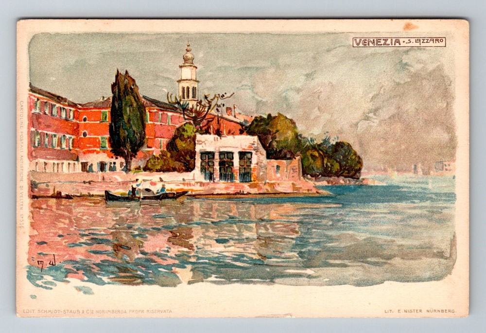 Italy- Venice Waterfront Lizzaro Painting Postal Old Card View Vintage Postcard