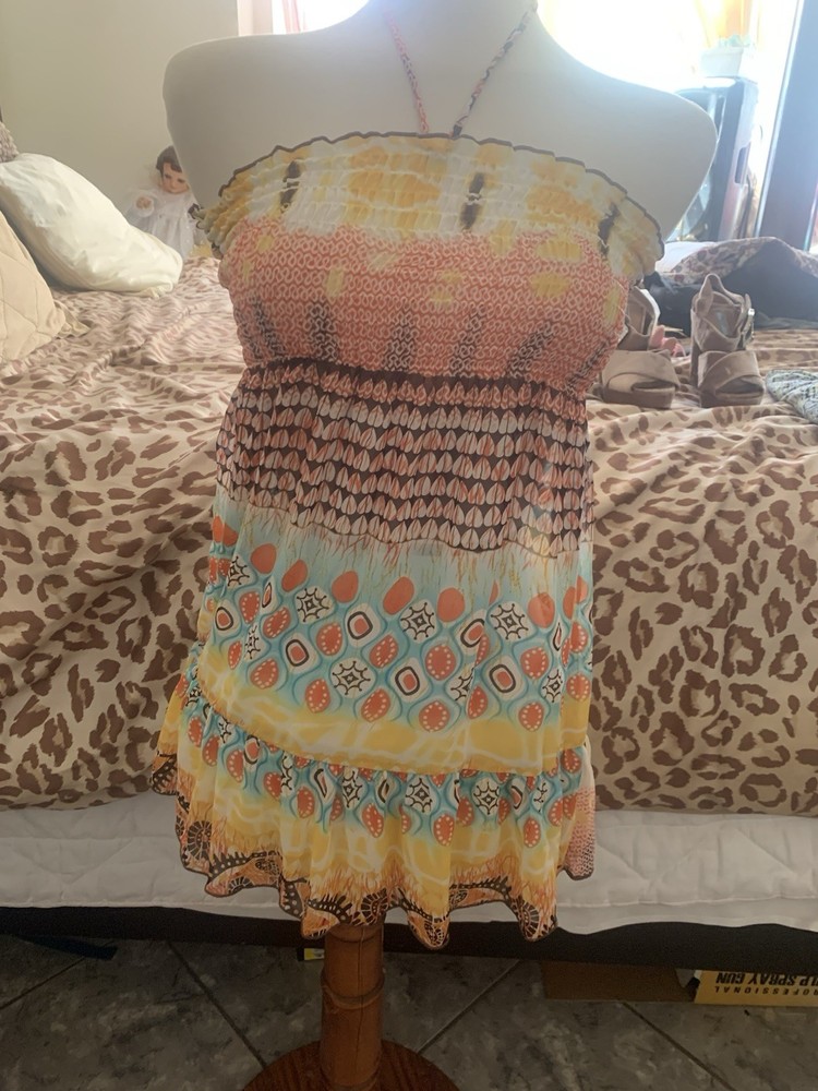 Smocked Halter Tunic Top Can Fit As Dress For Shorter Person Or Top.