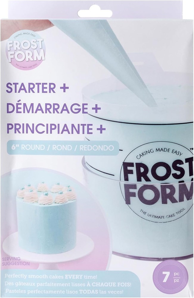 Frost Form 6-Inch Round Cake Starter Kit with 7 Tools for Smooth Baking & Decorating