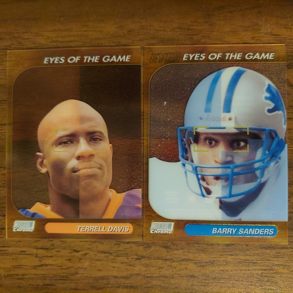 2 Barry Sanders LIONS & Terrell Davis BRONCOS 1999 Topps EYES OF THE GAME Cards