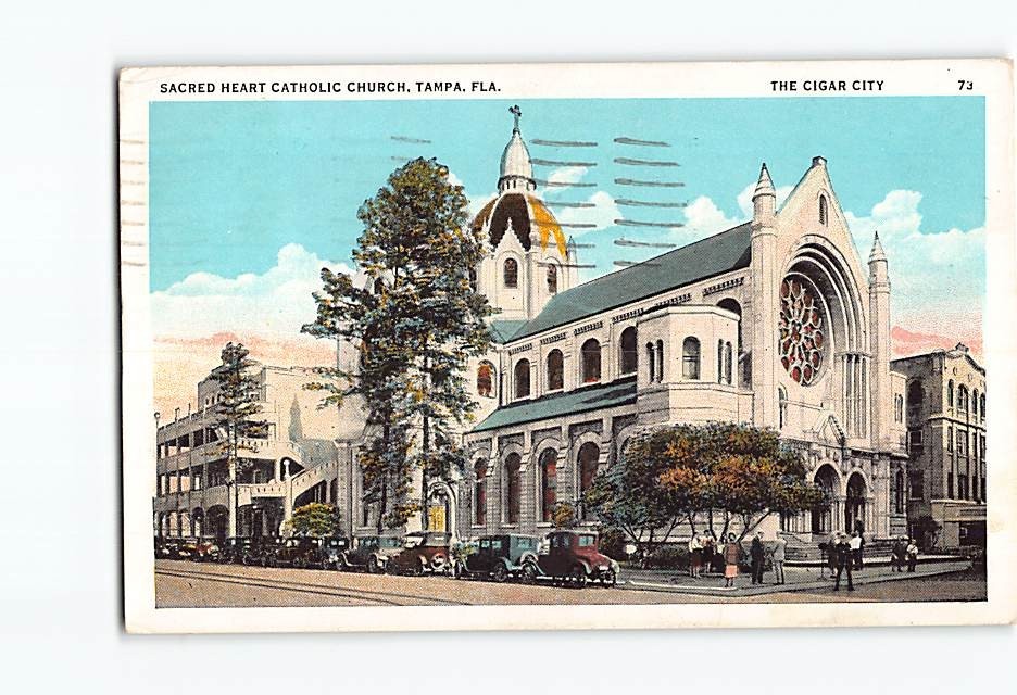 Postcard Sacred Heart Catholic Church Tampa Florida The Cigar City USA America