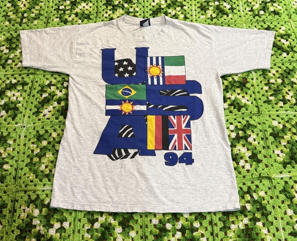 Umbro U.S.A. 90s WORLD SOCCER Shirt Large Sports Double Sided Cotton