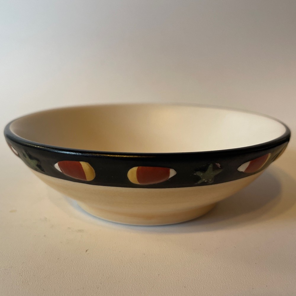 Fall Candy Corn/Stars Small Treat Bowl Or Candle Holder 4.5” Across 1.25” Tall