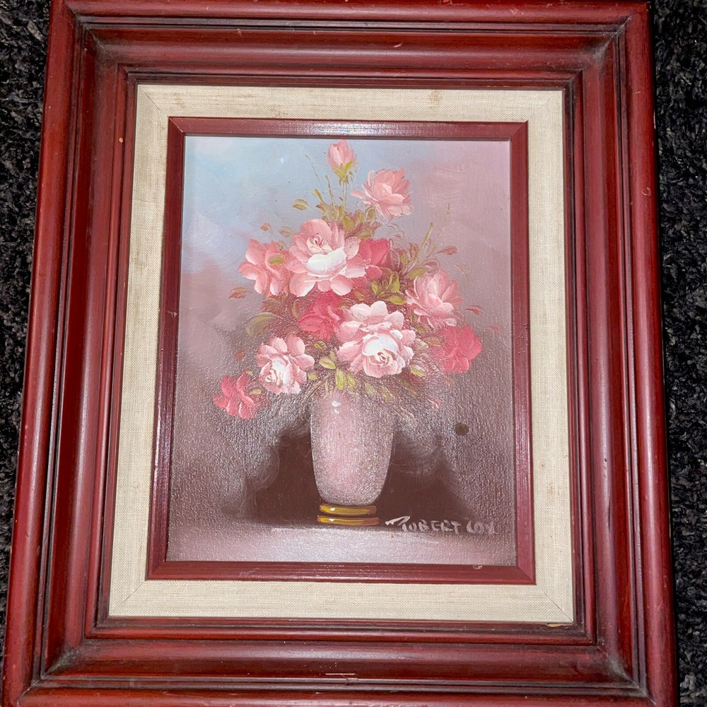 Rose Bouquet signed oil painting Robert Cox Authenticated