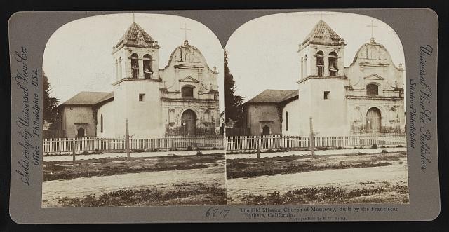 Monterey California 1906 Old Mission Church Franciscan Fathers Stereo View