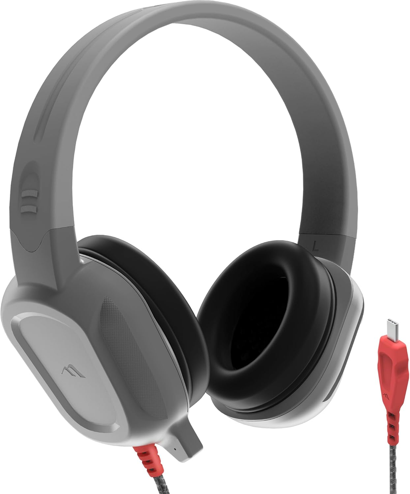 Wired Headphones with Mic | USB C On-Ear Rugged 2 Adjustable Headphones with Lon