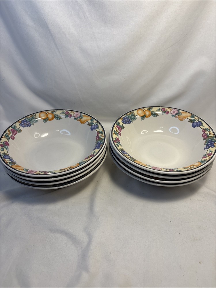 onieda select stoneware orchaed pattern set of 8 soup cereal bowls 7 in