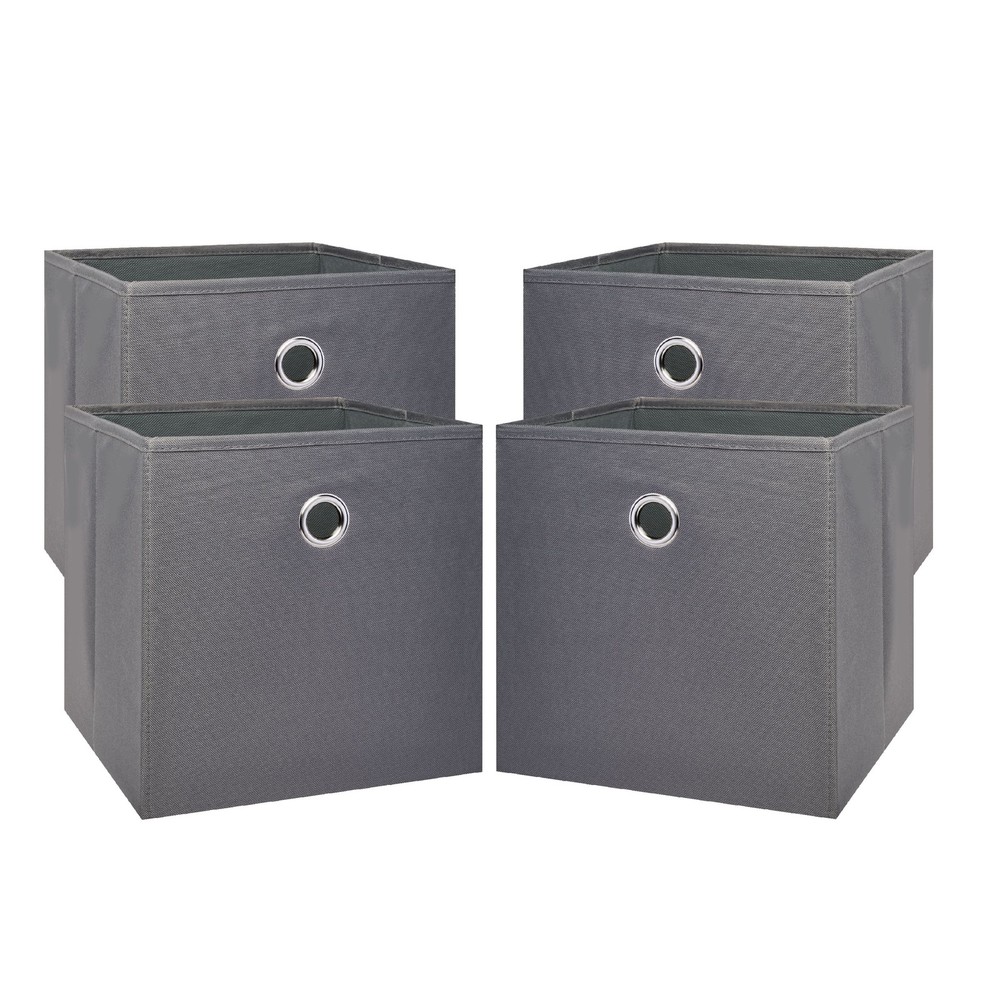 Collapsible Grey Flannel Storage Bins 10.5 Inch 4 Pack