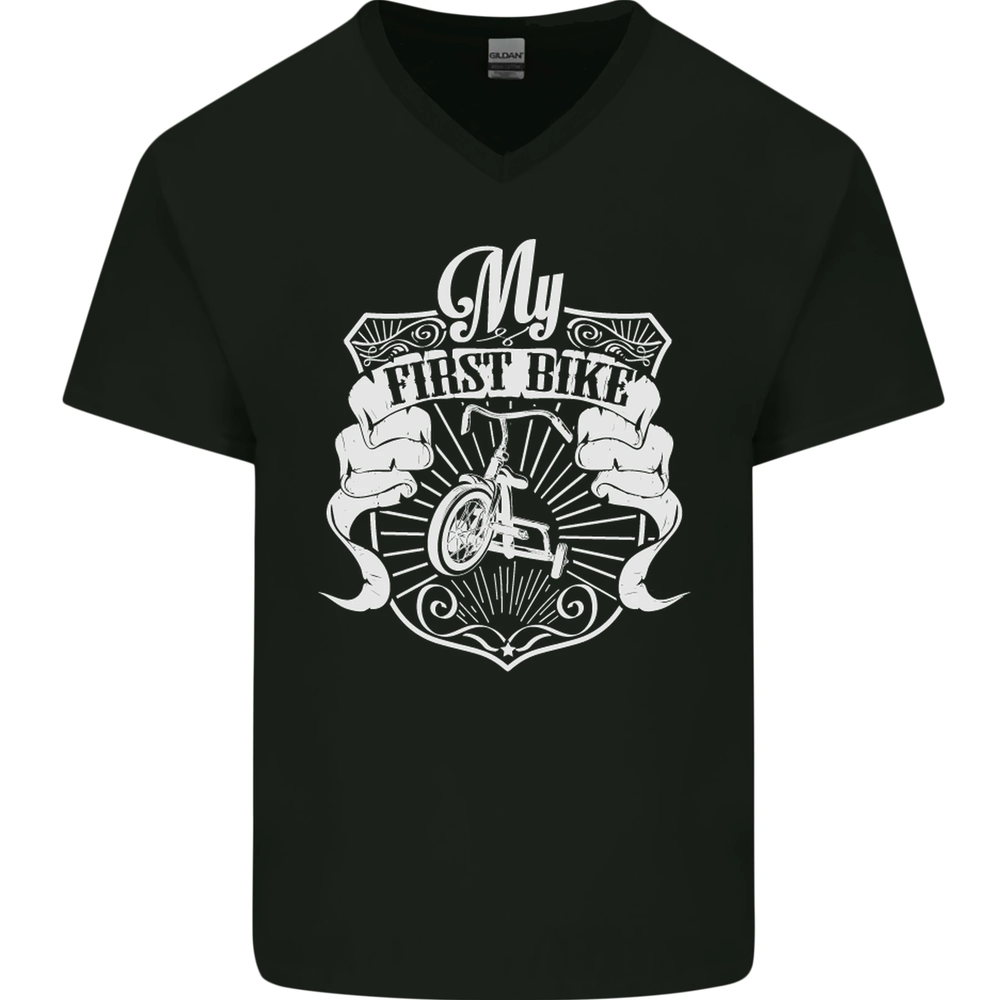 First Bike Funny Biker Motorbike Motorcycle Mens V-Neck Cotton T-Shirt