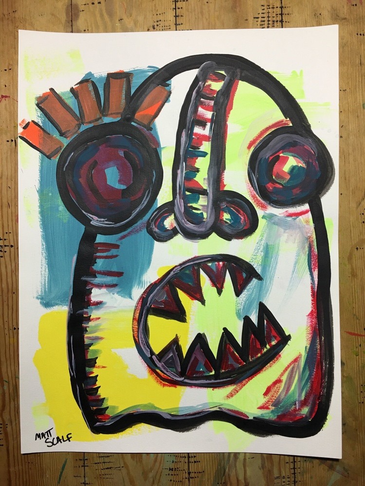 Matt Scalf 18x24 Graffiti Face Abstract Portrait Street Art ORIGINAL PAINTING