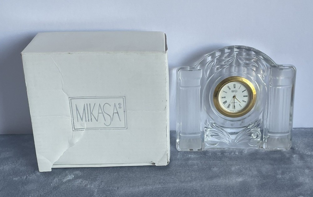 Mikasa Cotillion Frost Crystal Clock - Includes Original BOX