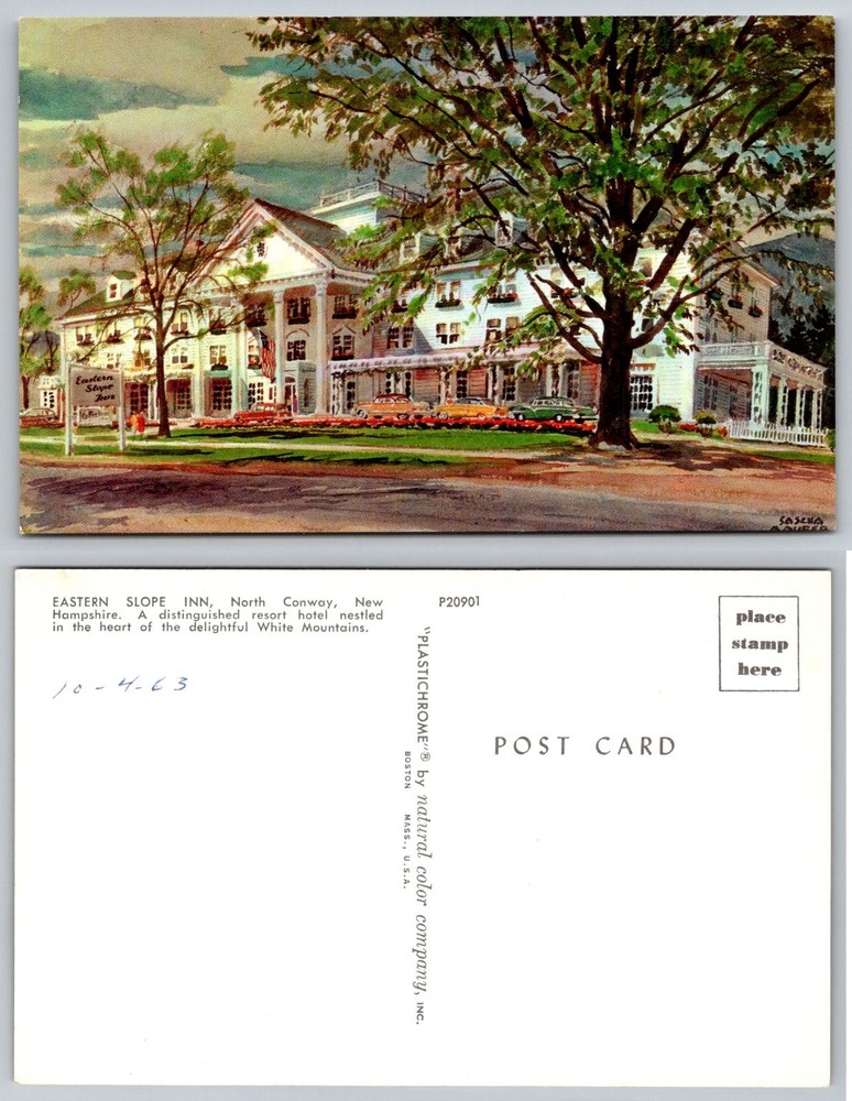 1963 Eastern Slope Inn North Conway NH Plastichrome Postcard Sascha Adler
