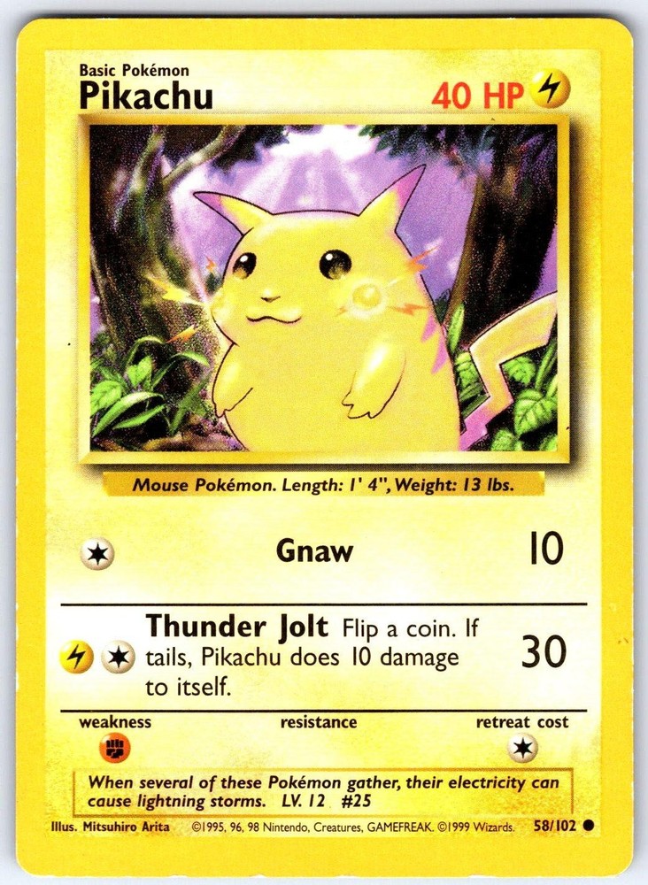 PIKACHU - Pokemon - 58/102 Base Set Unlimited - LP/MP