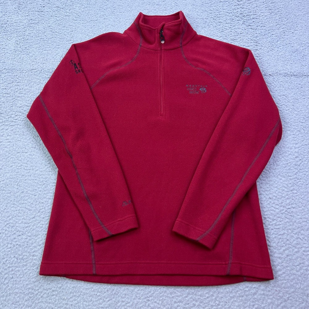 Mountain Hardwear Microchill Fleece 1/4 Zip Pullover Mens L Red Polartec Jacket