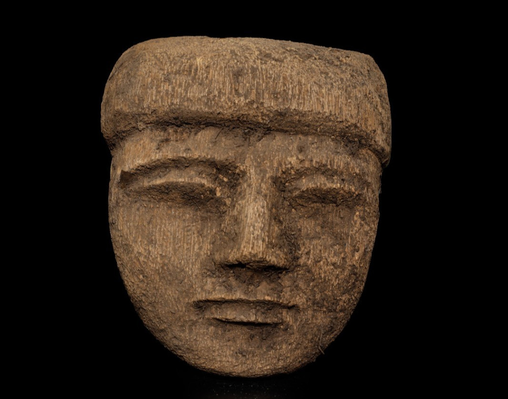 Ancient Egyptian Antiques Wooden Funerary Mask Fragment Pharaoh Face Rare BC