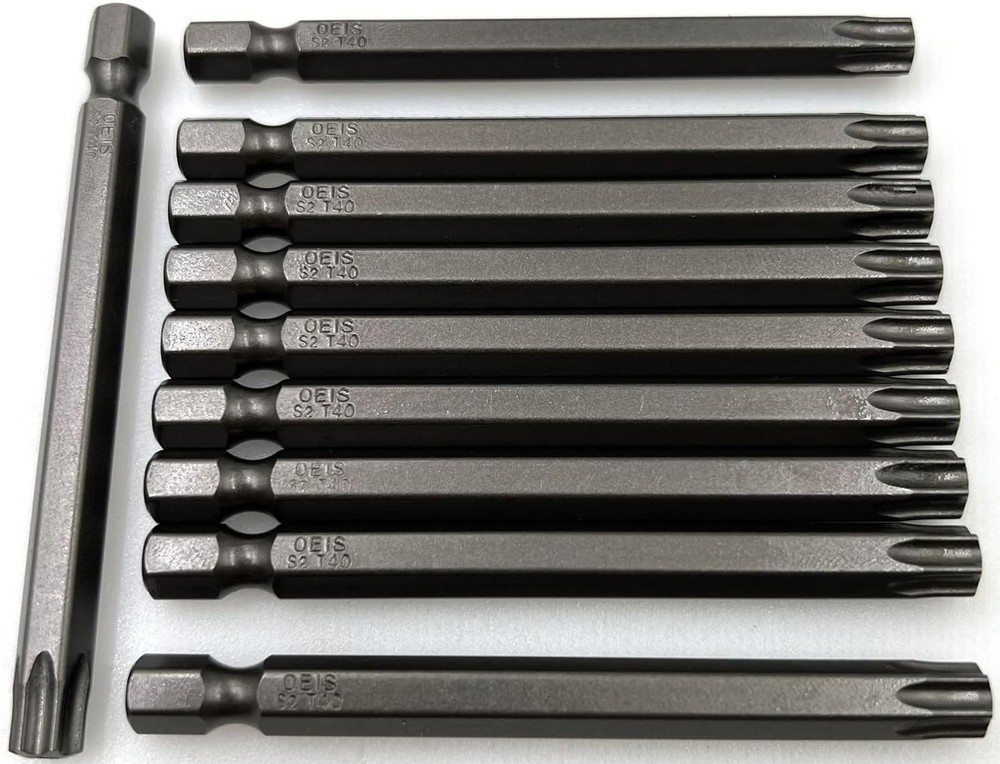 75mm T40 Torx Bit 1/4 Hex Shank 10-Pack Gray XMHF