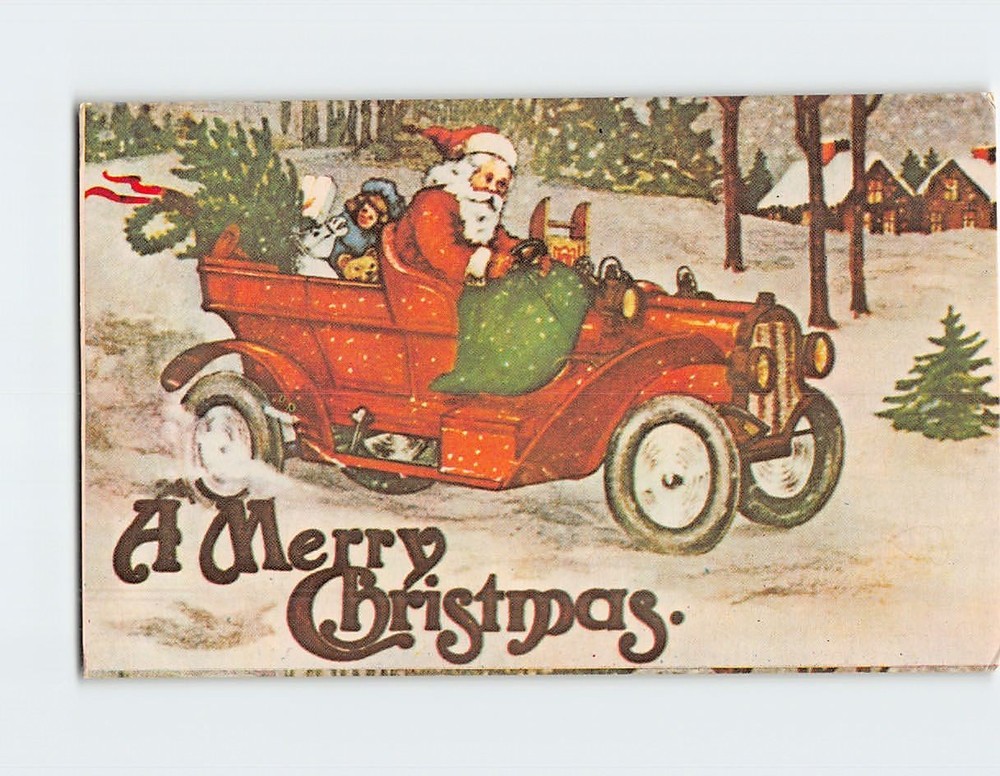 Postcard Santa Claus Art Print Christmas Holiday Greeting Card
