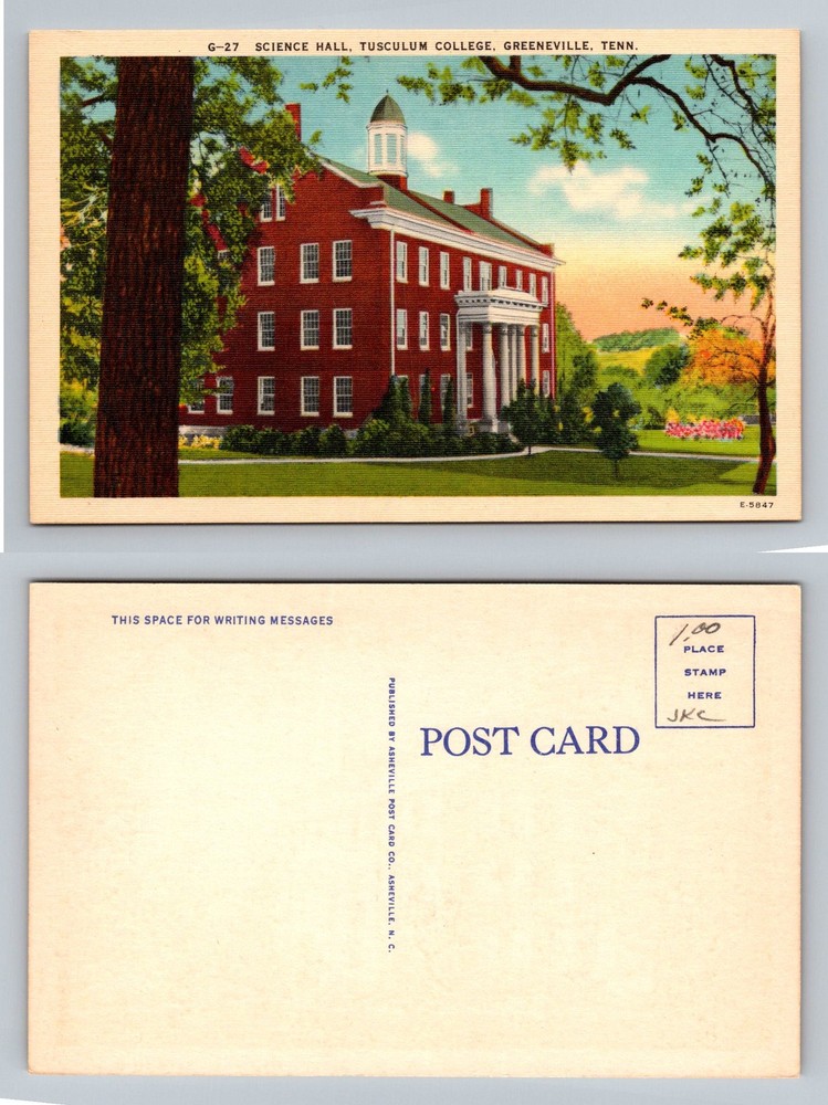 Greeneville, TN-Tennessee, Tusculum College Science Hall Bldg. Vintage Postcard