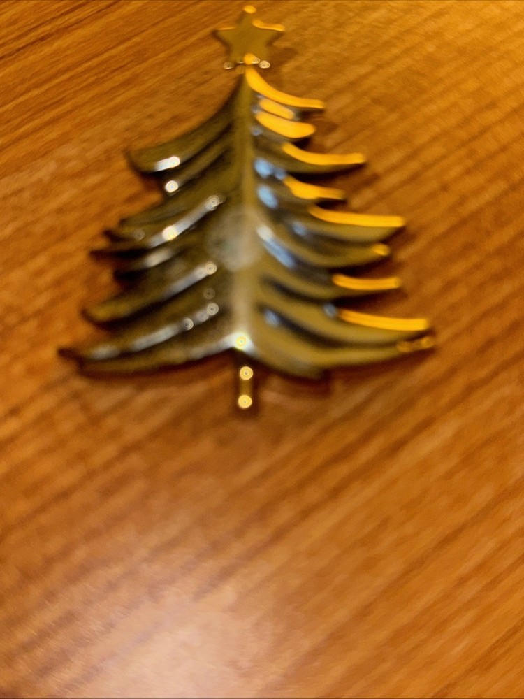 Vintage signed BEST gold silver tone Christmas tree brooch pin pendant