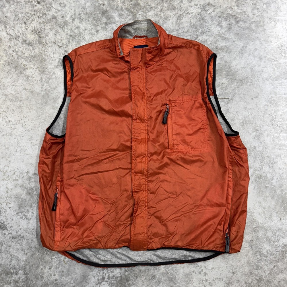 GAP Vest Mens 2XL Orange Lightweight Nylon Zip Pockets Outdoor Utility Packable