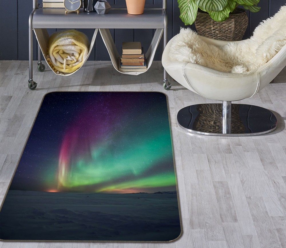 3D Green Northern Lights ZHUC1573 Game Non Slip Carpet Mat Photo Carpet Amy