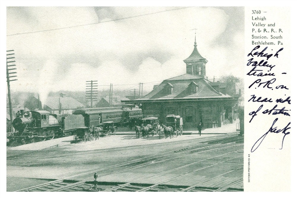 Lehigh Valley P&R RR Station Horses Wagons S Bethlehem PA C1900s Postcard AG4