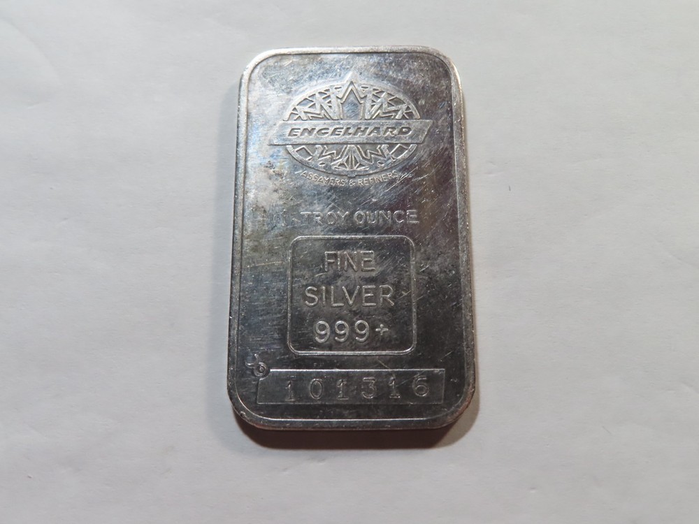 W9 USA (1981) Vintage Engelhard Troy Silver 1 Oz. Bar .999 Fine #101316