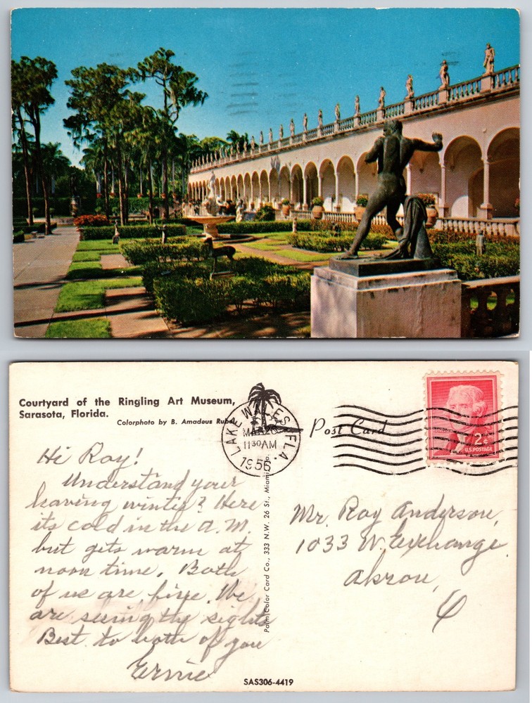 Courtyard Ringling Art Museum Sarasota Florida Postcard