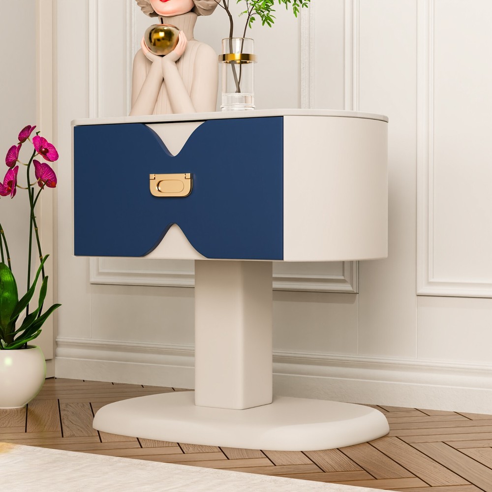 Creative Blue&White Nightstand Kid's Room Bedside Table Bedroom Night Stands