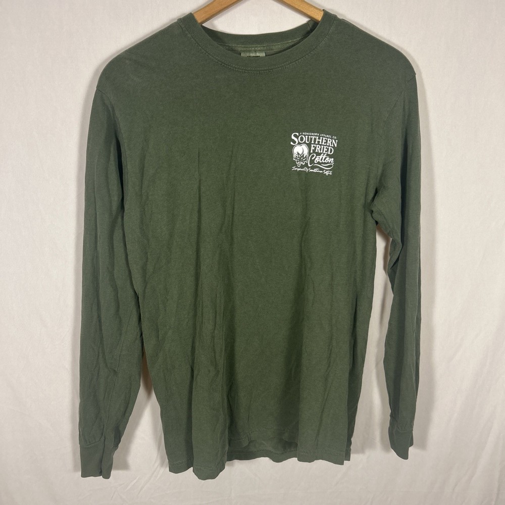 Southern Fried Cotton Men’s Long Sleeve T-Shirt Size Medium Green Deer