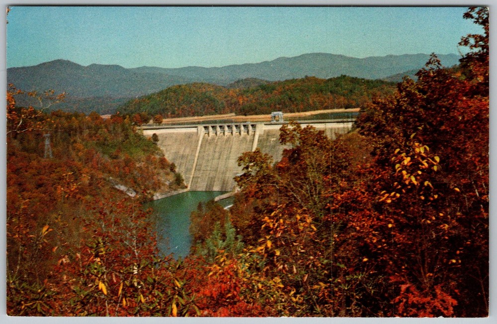 Vtg Postcard Hiwassee Dam Spillway Murphy, NC 1950s