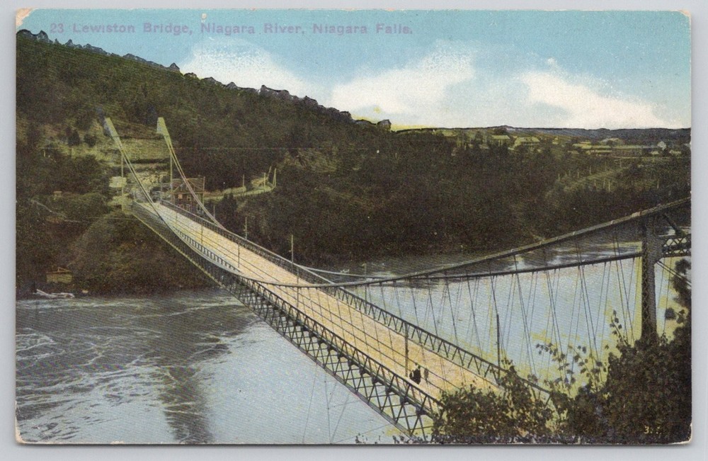 Lewiston-Queenston Suspension Bridge Niagara River NY Postcard 1899