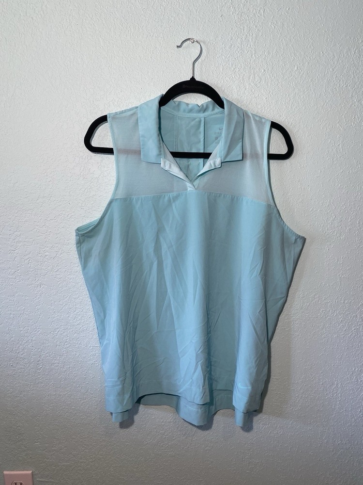 Women’s Nike sleeveless light blue athletic polo shirt size XL
