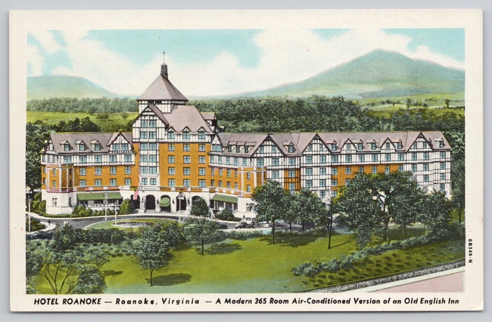 Roanoke Virginia, Hotel, Old English Inn, Advertising, Vintage Postcard
