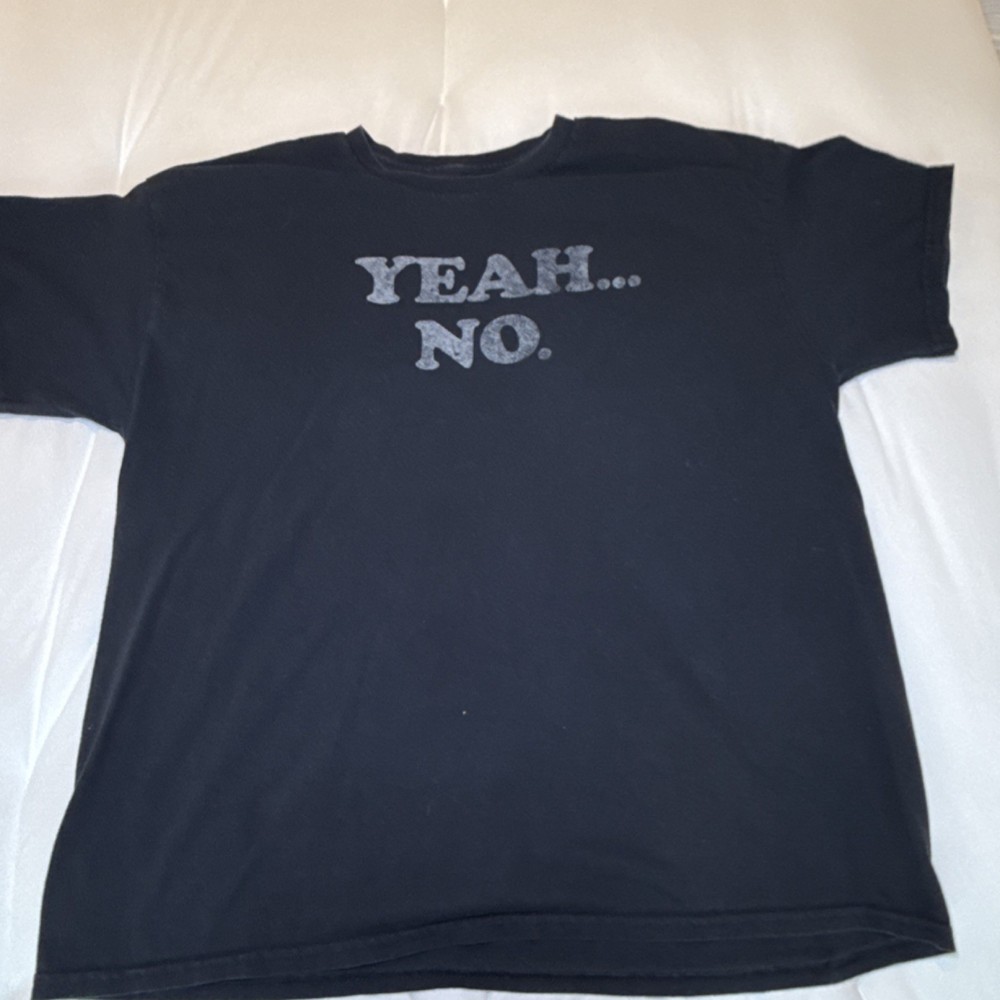 DOM Men's Cotton T-Shirt Black Yeah... No. Graphic Funny Short Sleeve XL