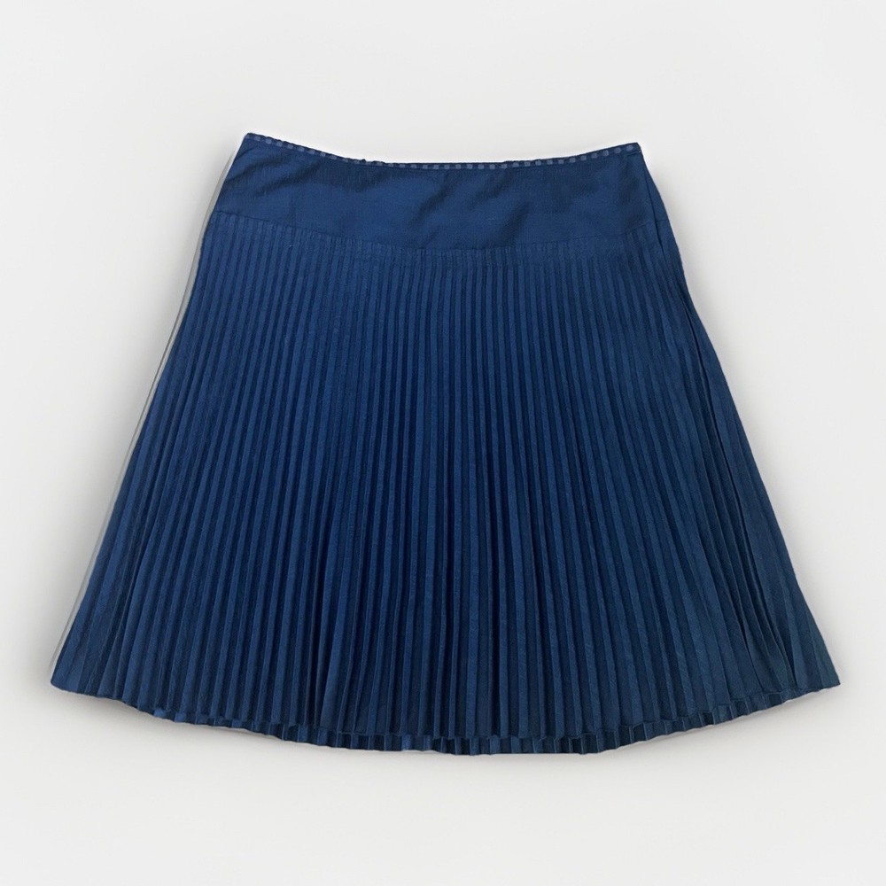 Ann Taylor Women's Size 14 Black Skirt Fully Pleated Lined Side Zip Brown Stitch