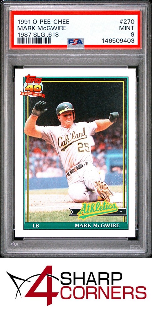 1991 O-PEE-CHEE #270 MARK McGWIRE 1987 SLG .618 PSA 9Set builders paradise - improve your registry!