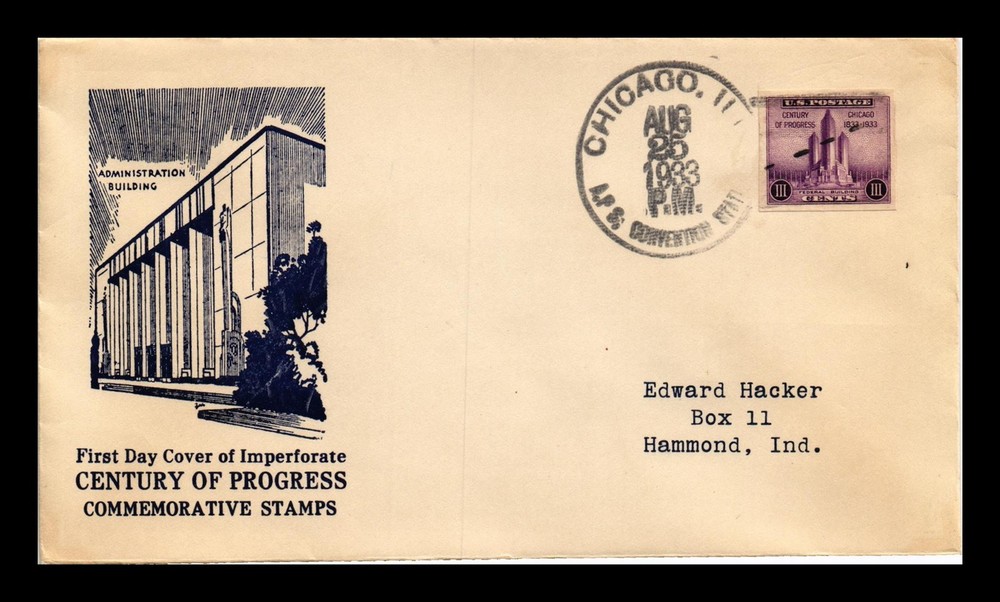 Dr Jim Stamps Us Cover Century Of Progress Imperforate Aps Convention Fdc
