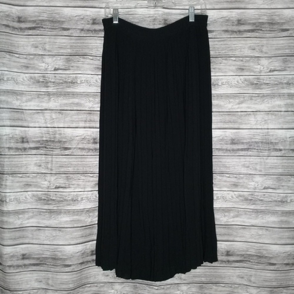 Vintage Black Knife Pleated Chiffon Palazzo Pants Size 10 by IB Diffusion