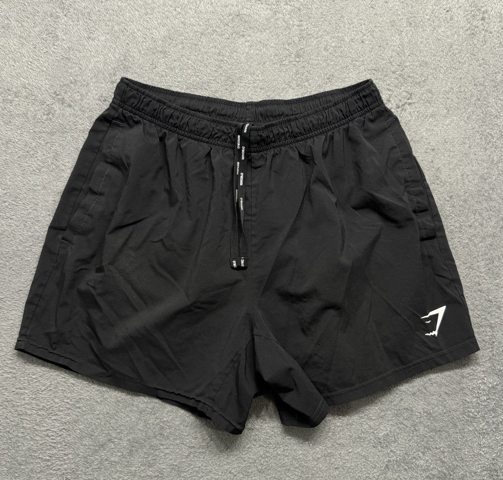 Gymshark Men’s Medium Black Shorts Athletic Running Gym Elastic Waist Sportswear