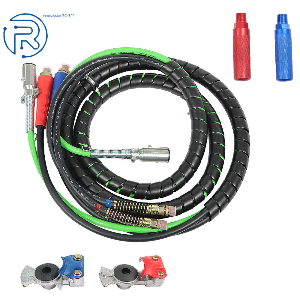 3-in-1 ABS Electrical Cable & Air Line Kit for Semi Trucks 15FT 7-Way Wrap  -image