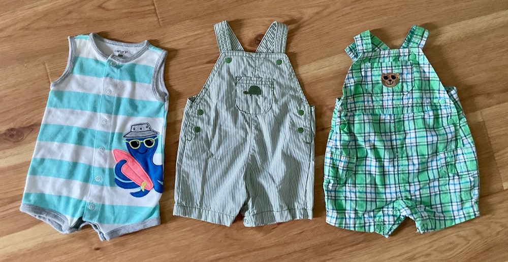 Carter’s  3 Baby Boy Rompers Size 3 Months