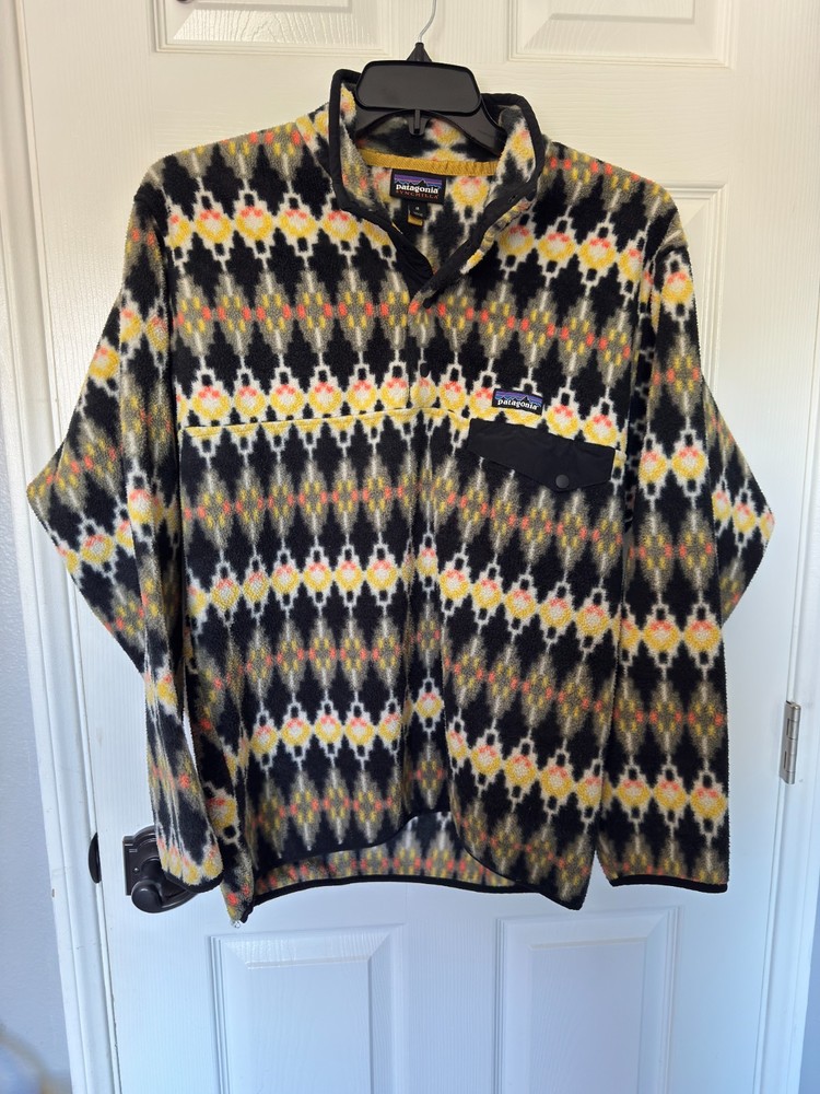 VINTAGE PATAGONIA SYNCHILLA Men's M Snap Pullover Fleece Sweater Aztec Southwest