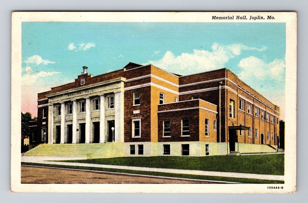 Joplin MO-Missouri, Memorial Hall, Antique, Vintage Souvenir Postcard