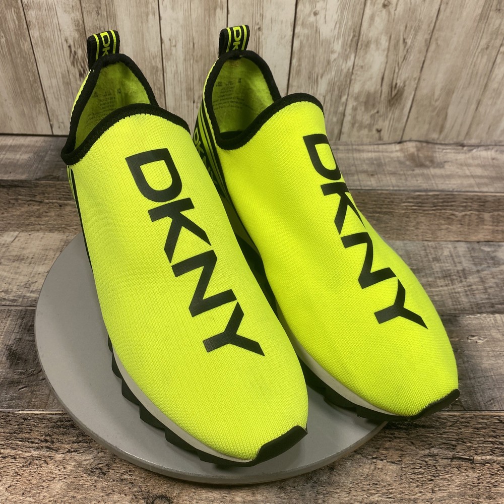 DKNY Abbi Women’s Neon Yellow & Black Slip-on Sneakers Size 9.5 M